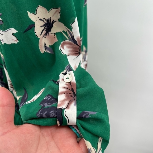 West Kei Allan Surplice Rolltab Floral Blouse Ladies Small - Picture 6 of 8
